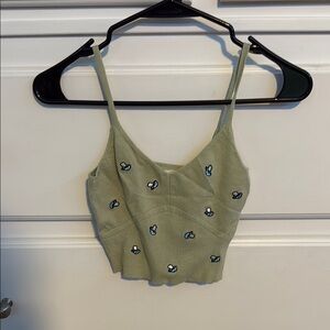 Green Embroidered Women's Top